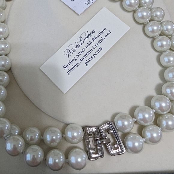 Brooks Brothers Austrian crystal and pearl double strand necklace - Picture 7 of 12
